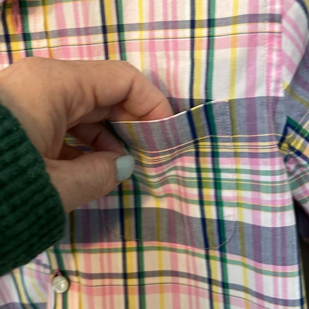 Nordstrom Pink Checkered Button Down size 6 - Picture 3 of 4